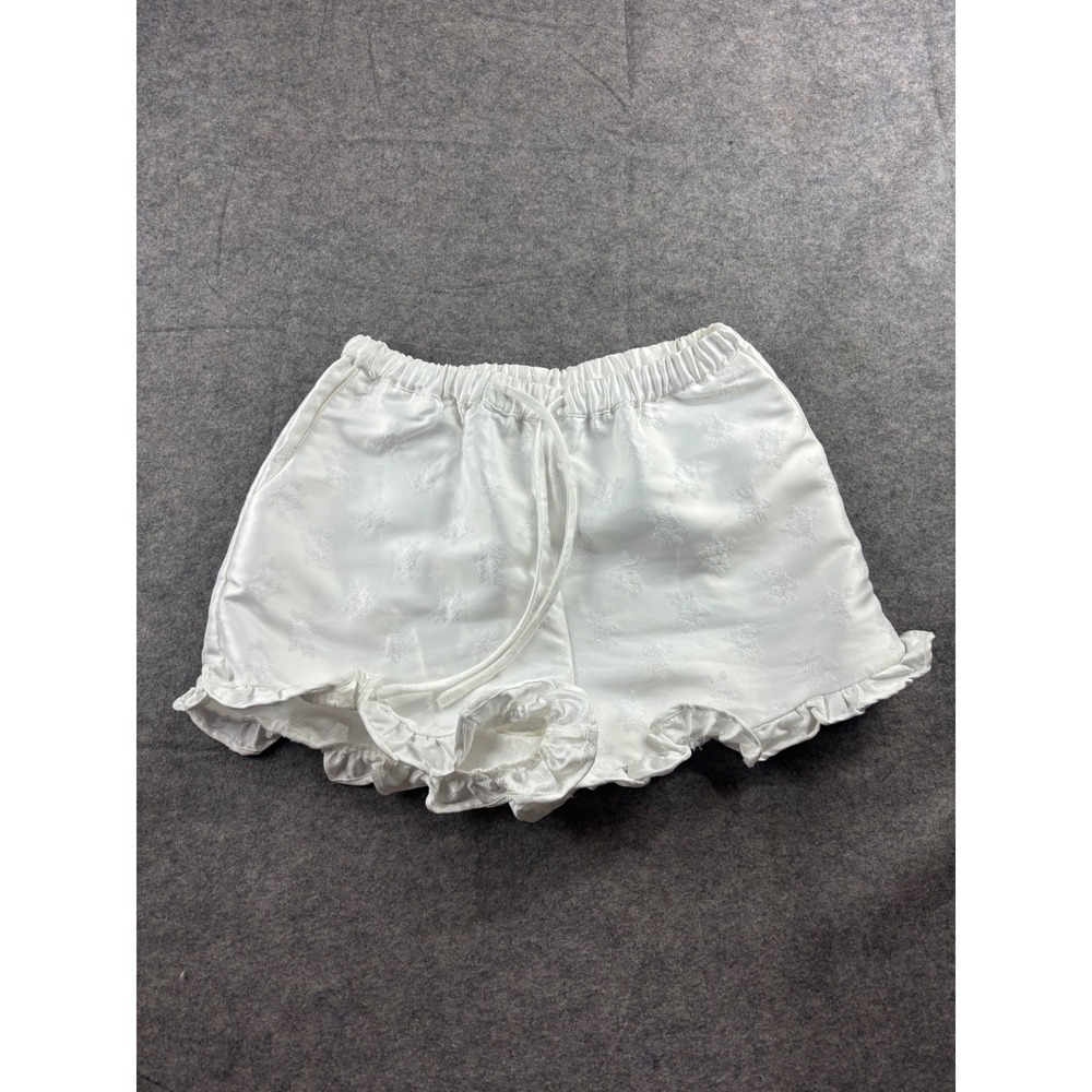 DREAM Sister Jane Ivory White Jacquard Floral Ruffle Shorts Womens M Coquette